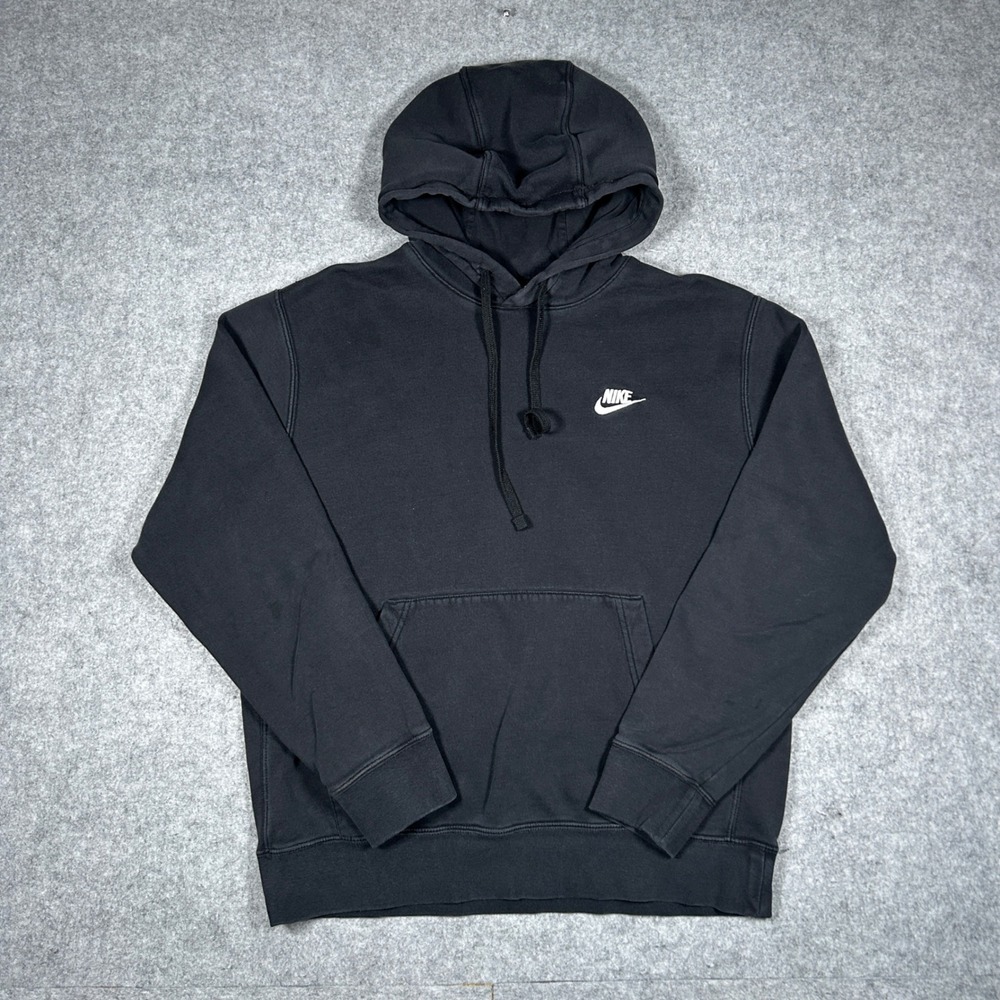 Nike pullover Hoodie Mens Medium Black Club Fleece Pullover Sportswear Gym